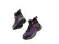 Chaussures de randonnée premium en cuir pour femme CRIVIT, violettes et noires.