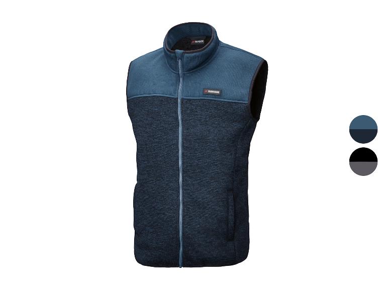 Gilet polaire Parkside pour homme en bleu avec détails noirs et fermeture éclair.