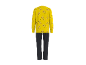 Pyjama jaune à manches longues avec motif de dessin animé et pantalon gris foncé