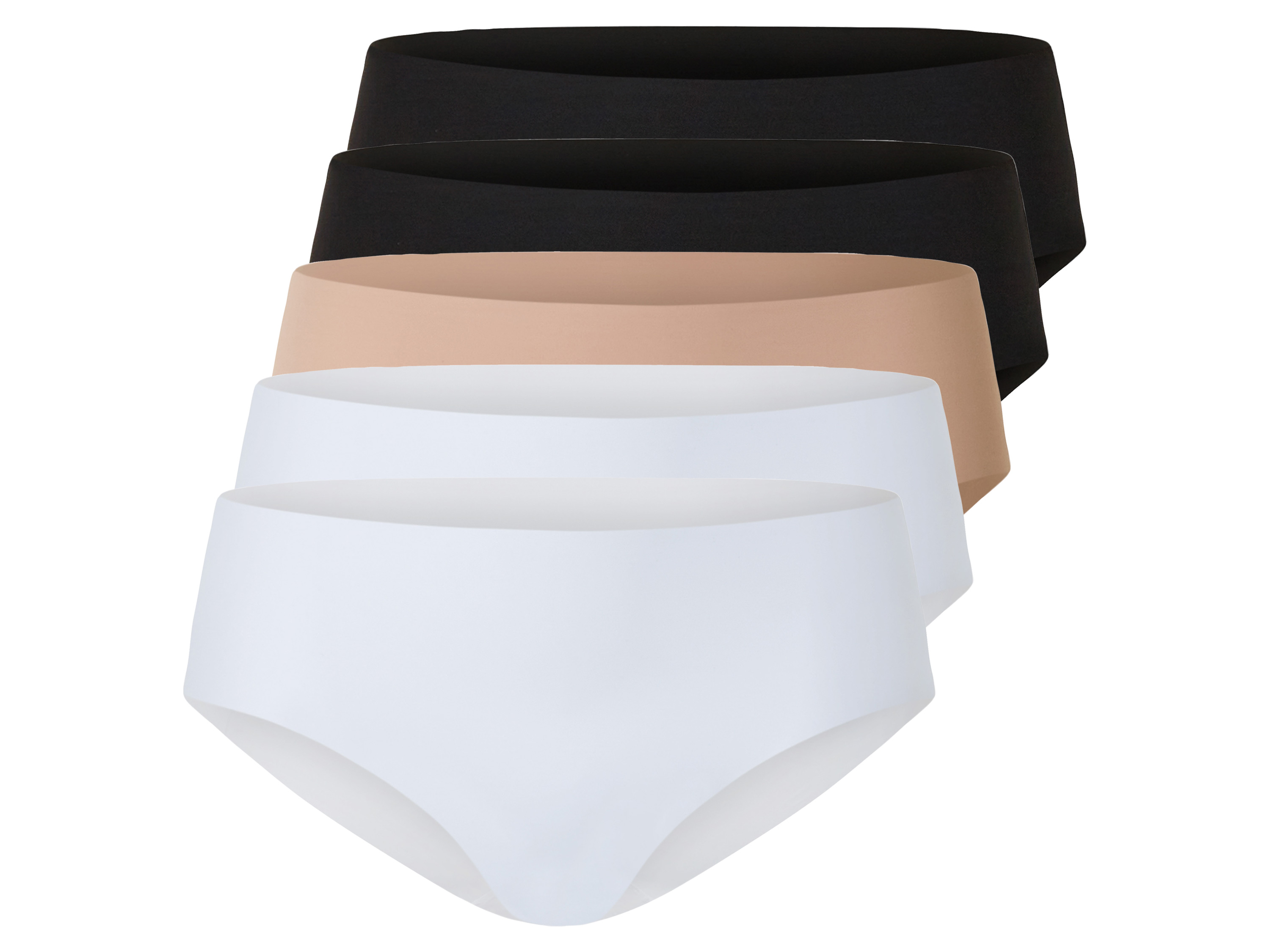 esmara® Lot de 5 hipsters invisibles femme (noir/beige/blanc)