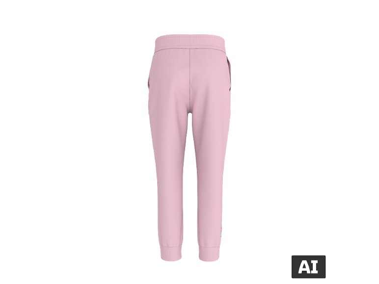 Pantalon de jogging rose pour enfant avec taille élastique et chevilles resserrées.