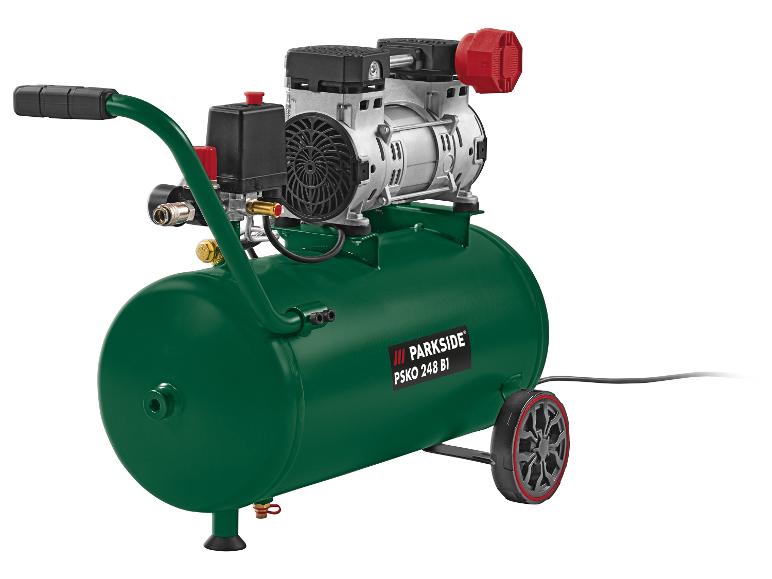 Compresseur d'air Parkside PSKO 248 B1 avec réservoir vert et roues