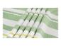 Tissu rayé vert, blanc et jaune avec une texture froissée.
