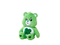 Ours en peluche vert avec un trèfle à quatre feuilles sur le ventre