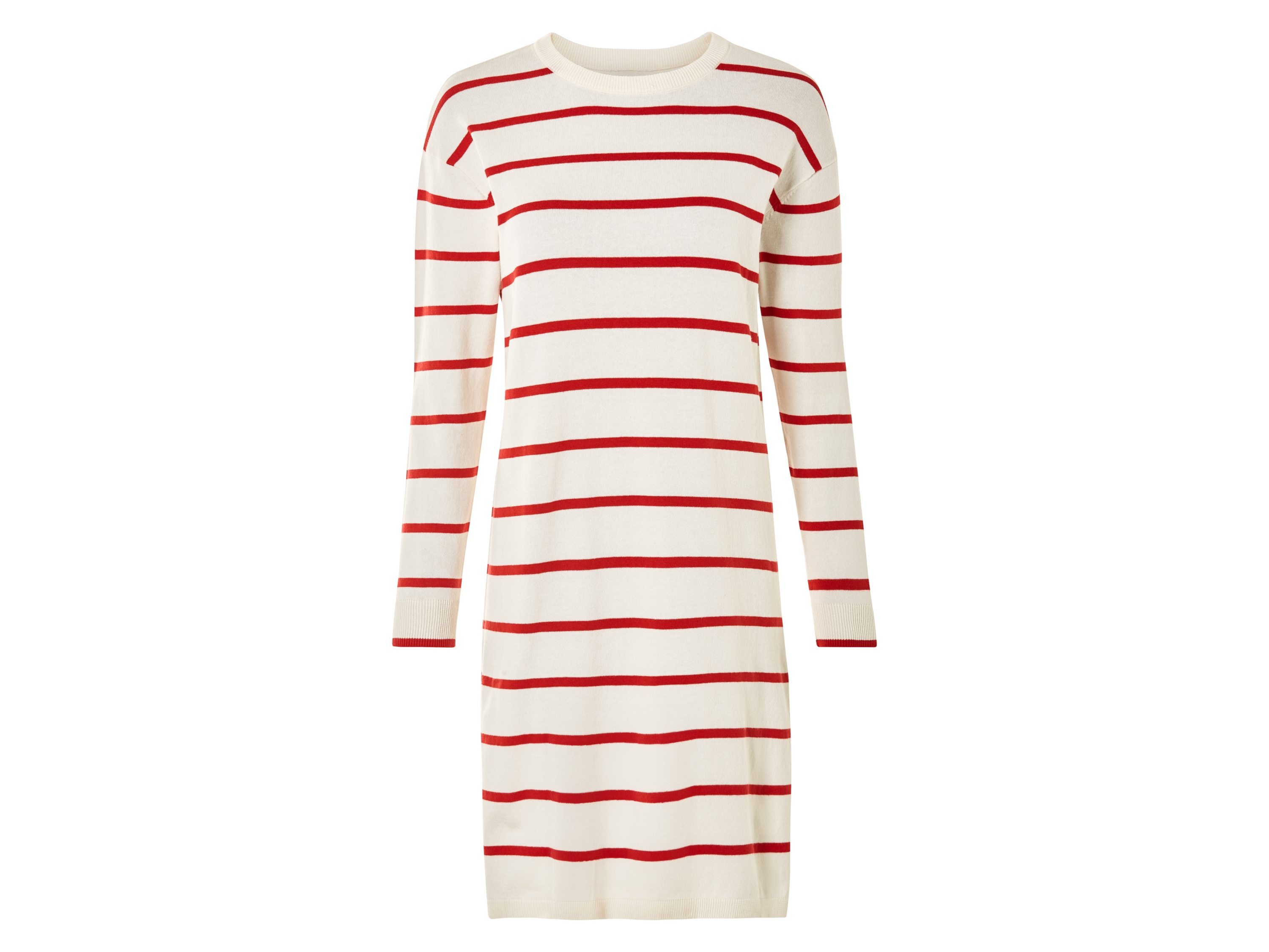 esmara® Robe mi-longue femme (beige/rouge/rayures, S(34/36))