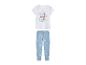 Pyjama enfant avec t-shirt Olaf et pantalon fleuri.