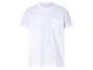 T-shirt blanc à poche, style minimaliste.