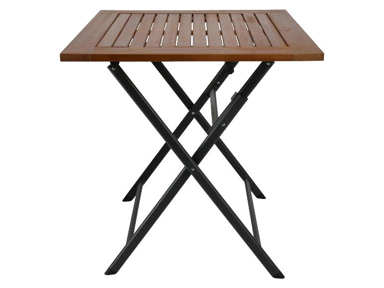 Table de jardin pliante en bois avec cadre en métal noir