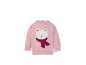 Sweat-shirt rose pour bébé avec un ours blanc portant une écharpe rouge et des flocons de neige.