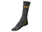 Chaussettes Caterpillar grises avec des accents jaunes.