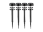 Quatre lampes solaires noires alignées.