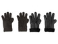 Trois paires de gants en cuir noir avec fourrure.