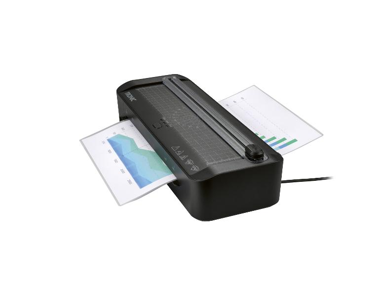 Plastifieuse TRONIC noire avec des graphiques sortant des deux côtés.