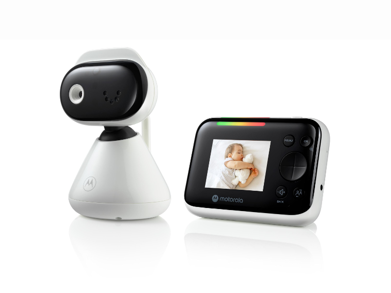 Babyphone Motorola avec caméra et unité parentale.