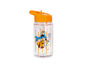 Une gourde transparente avec un bouchon orange et un motif de Pluto de Disney.
