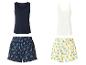 Ensembles de pyjama: débardeurs bleus et blancs avec shorts à motifs.