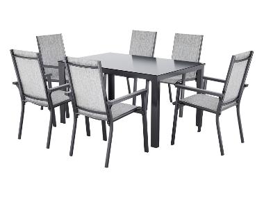 LIVARNO® Table de jardin + Lot de 6 fauteuils en aluminium Houston