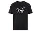 Un t-shirt noir avec l'inscription 'King' et une couronne.