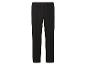 Pantalon noir élégant avec fermeture à un bouton et coutures verticales.