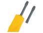 Tournevis jouet jaune avec embouts Phillips et plats interchangeables.
