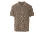 Chemise polo en tricot beige à motif ajouré.