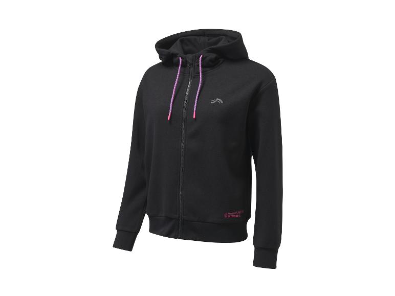 Un sweat à capuche noir à fermeture éclair de Decathlon.