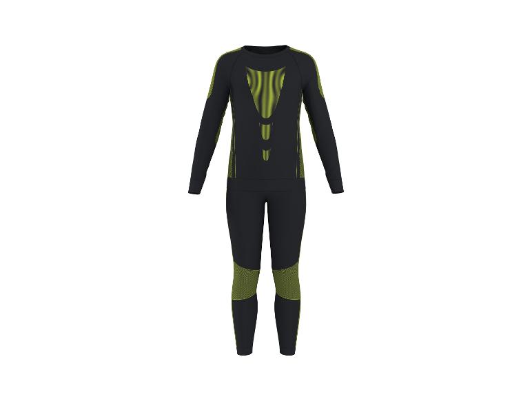 Sous-vêtements thermiques noirs et vert lime pour hommes.