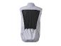 Vue arrière d'un gilet de cyclisme gris clair sans manches avec un panneau en maille noire.