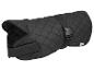 Manteau matelassé noir pour chien avec sangle réglable et boucle.