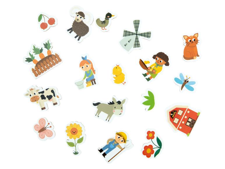 Autocollants sur le thème de la ferme avec des animaux, des personnes et des éléments naturels