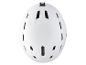 Un casque de ski blanc avec des détails noirs.