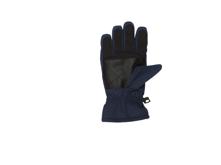 Gant de ski bleu foncé avec paume antidérapante noire et poignet ajustable.
