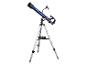 Un télescope bleu sur un trépied.
