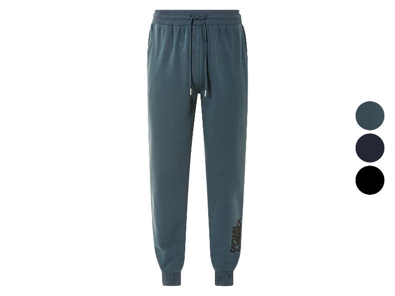 Pantalon de survêtement Captain America en bleu, noir et gris.