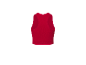 Haut de sport rouge, débardeur côtelé.