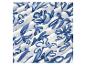 Tissu blanc à motifs floraux bleus.