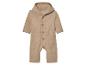 Combinaison bébé beige en polaire à capuche.
