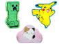Coussins Minecraft Creeper, Pokémon Pikachu et chat mignon.