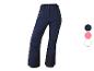 Pantalon de ski bleu marine avec des détails noirs.