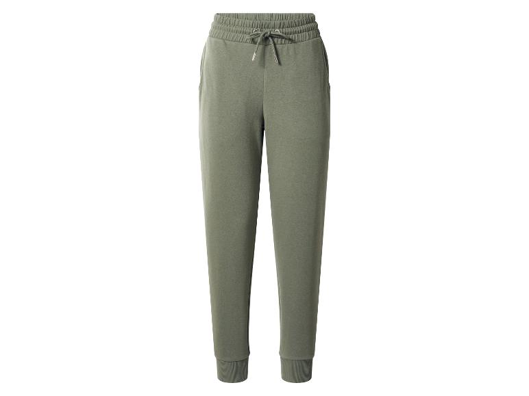 Pantalon de jogging vert kaki avec cordon de serrage et poignets côtelés.