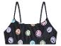 Haut de maillot de bain noir à bretelles, motif Smiley World.
