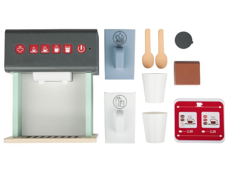 Jouet en bois - cafetière avec accessoires, y compris des tasses et des cuillères.