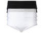 Un lot de quatre culottes pour femmes en blanc, gris et noir.