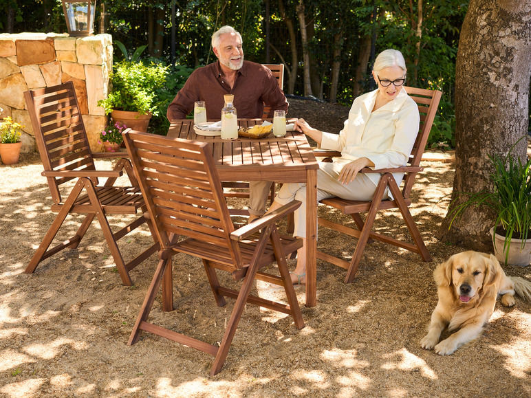Aller en mode plein écran : LIVARNO home Set de table de jardin + 4 fauteuils pliants Sevilla en bois d'acacia - Image 2