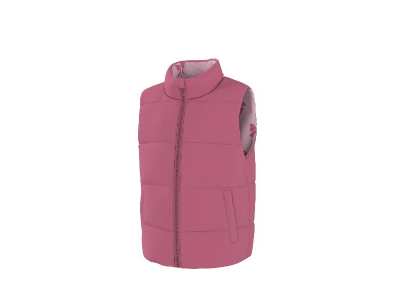 Gilet matelassé rose avec fermeture éclair et doublure imprimée