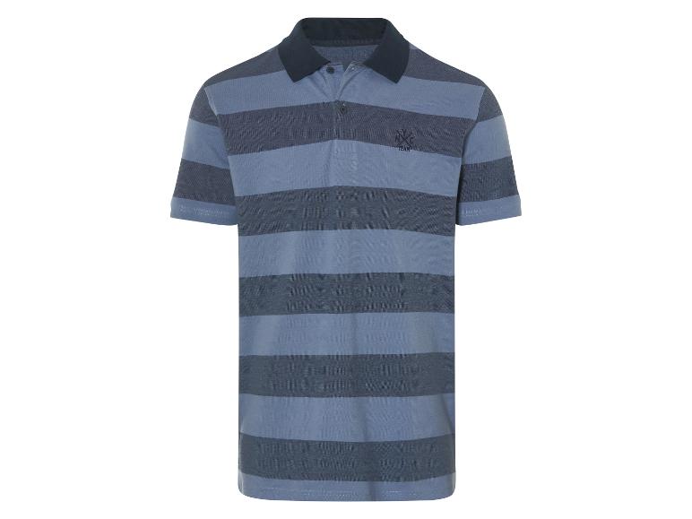 Polo rayé bleu marine et bleu clair.