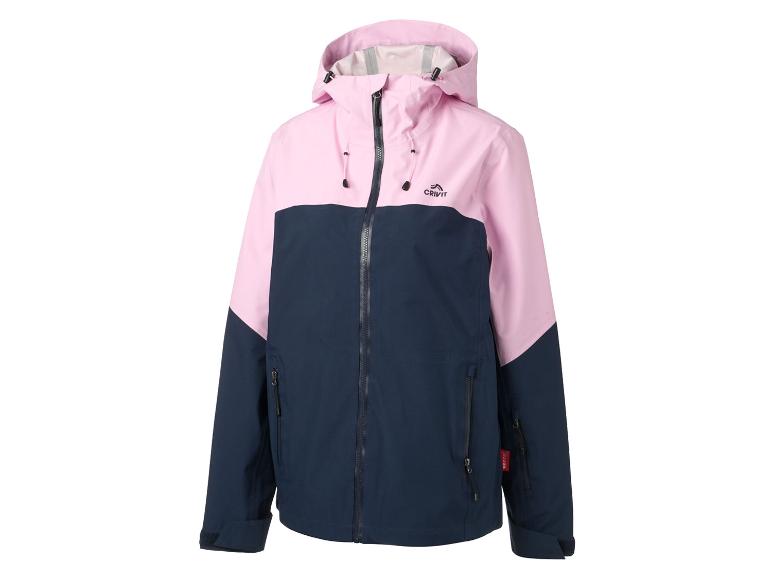 Veste de ski rose et bleu marine avec capuche et fermeture éclair