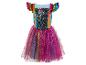 Une jupe en tulle rose avec des paillettes arc-en-ciel.