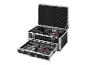 Coffret d'outils Parkside : perceuses, batteries et accessoires.