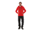 Homme portant un sweat-shirt rouge Parkside et un pantalon de travail.